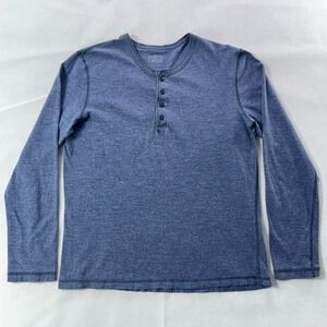 Flint and Tinder Long Sleeve Henley Shirt Men Medium Blue made in USA